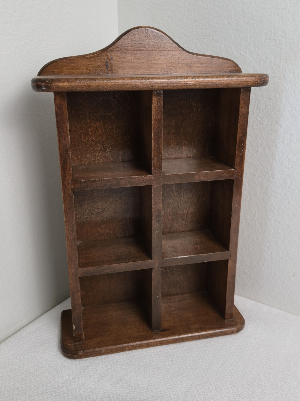 Vintage Wooden 6-Compartment Trinket Shelf Wall Mount Or Tabletop Display